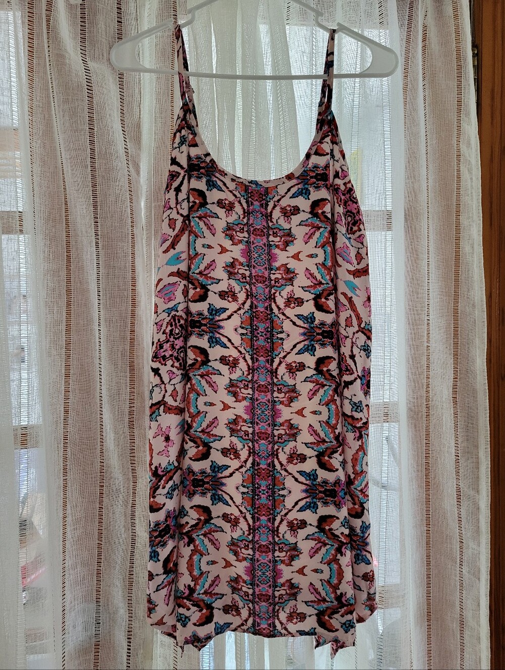 Aqua Pink Floral Paisley Mini Slip Dress